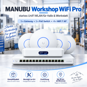 MANUBU Workshop WiFi Pro – starkes UniFi WLAN für Halle & Werkstatt